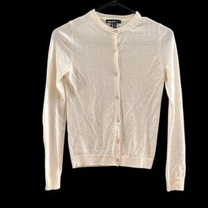 Mango Small Off White Button Up Lightweight Sweater